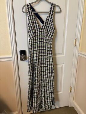 NWOT Kate spade v neck tweed green white multi color dress maxi